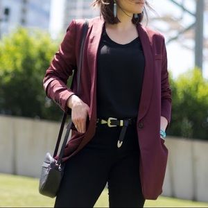H&M Maroon Long-Line Blazer